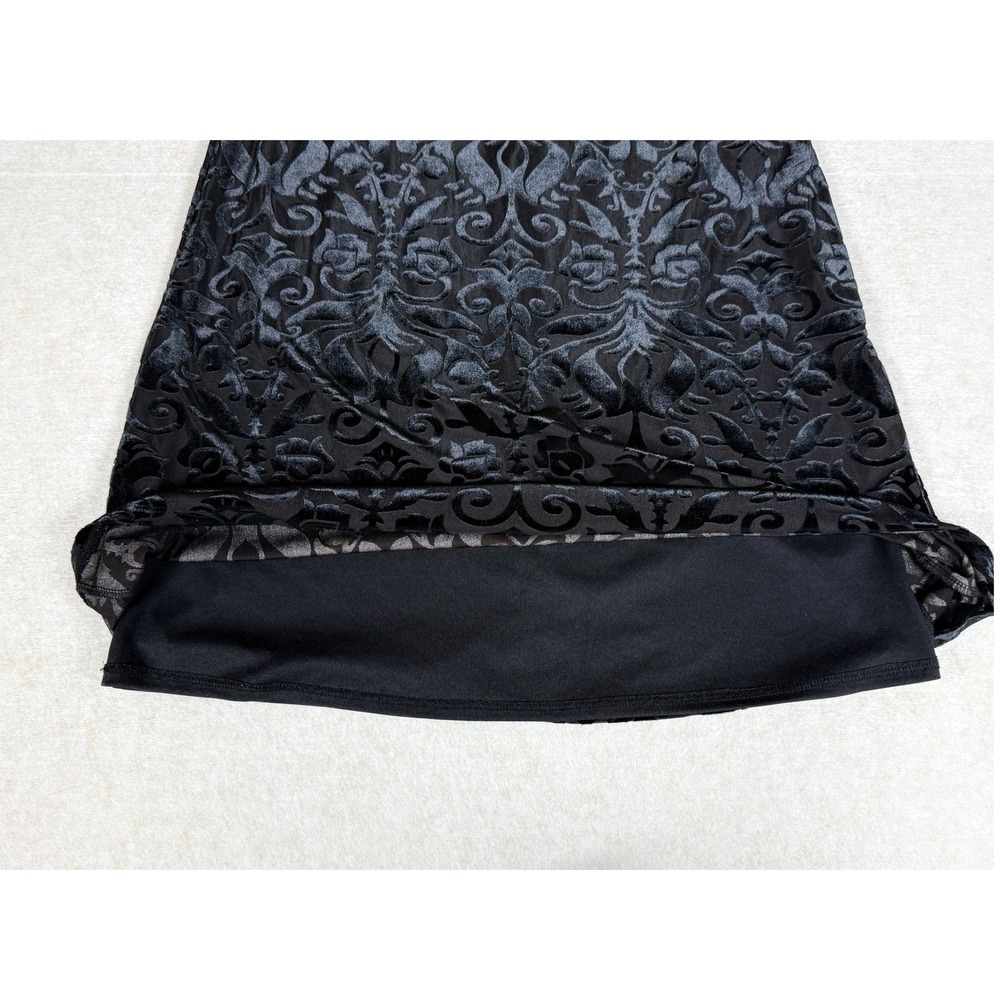 Black Velvet Burnout Slip Mini Dress Size XL Whimsygoth Dark Romantic Party - Picture 11 of 14